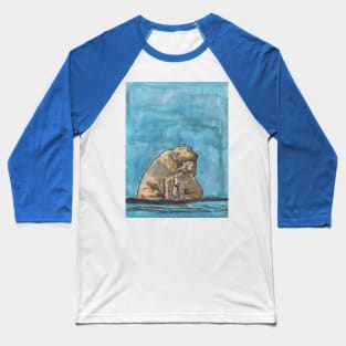 Polar Bear Mother and Cubs Baseball T-Shirt